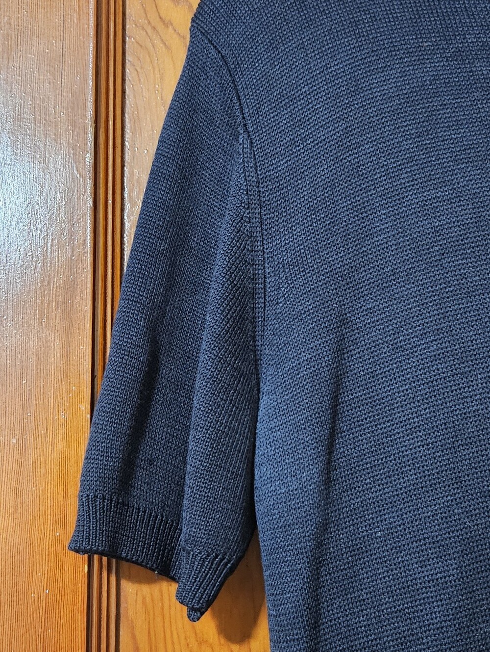 Ann Taylor Navy Blue Short-sleeved 100% Silk Sweater Size M - Picture 5 of 7